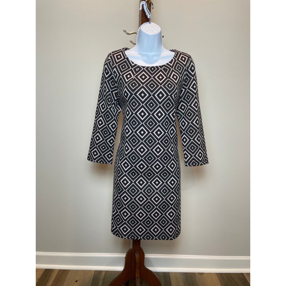 Grace Elements Geometric Diamond Print Dress Size 6 Long Sleeve